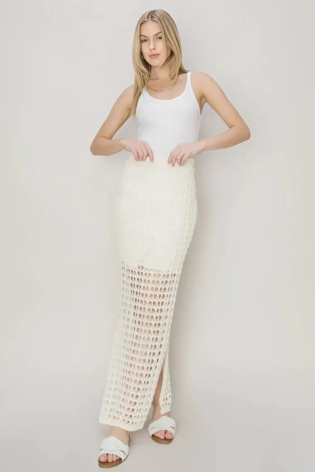 OPEN KNIT CROCHET MAXI SKIRT