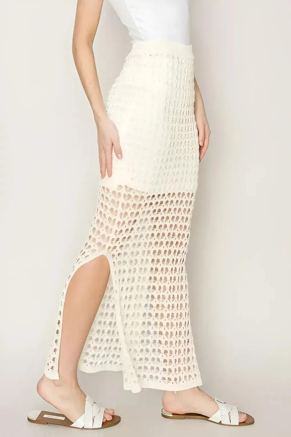 OPEN KNIT CROCHET MAXI SKIRT