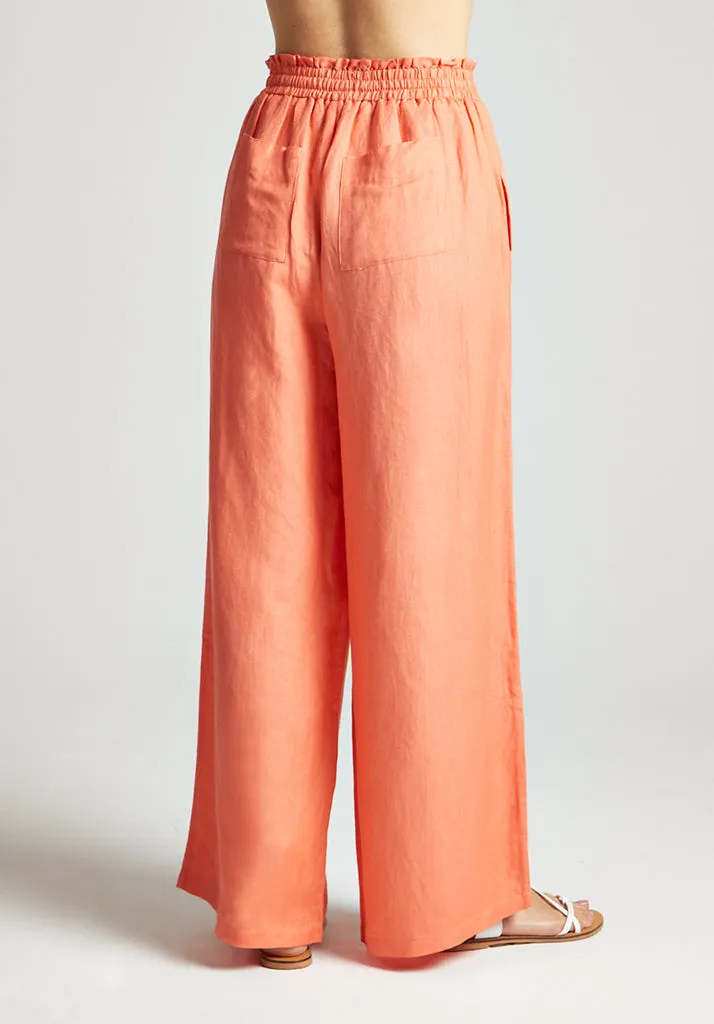 Paulina Wide Leg Trouser In Orange