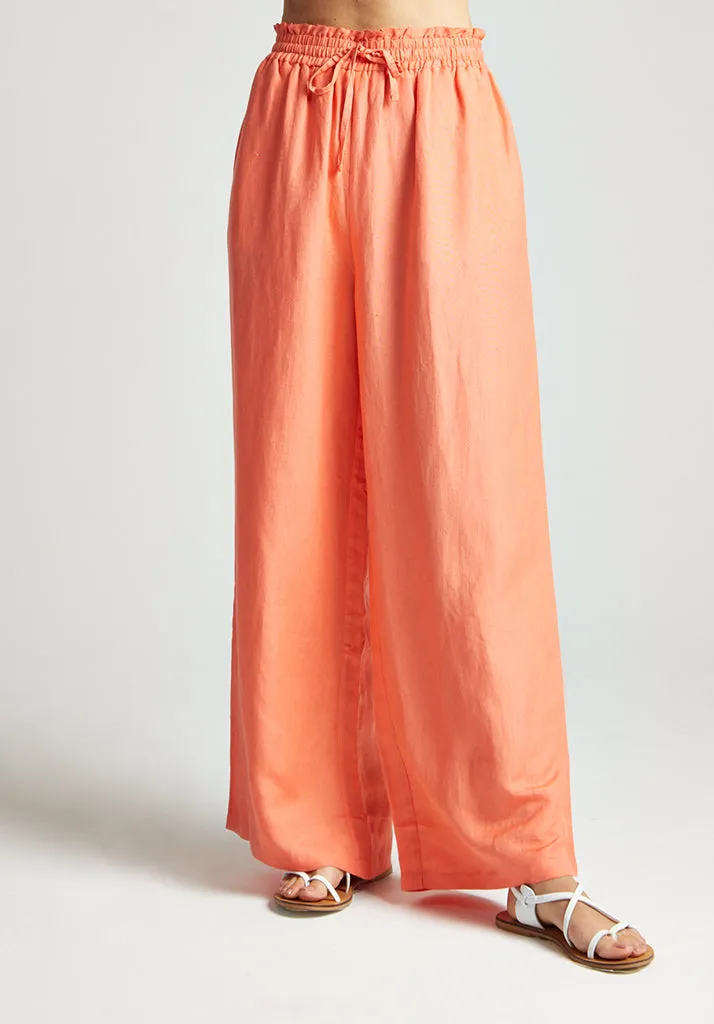 Paulina Wide Leg Trouser In Orange