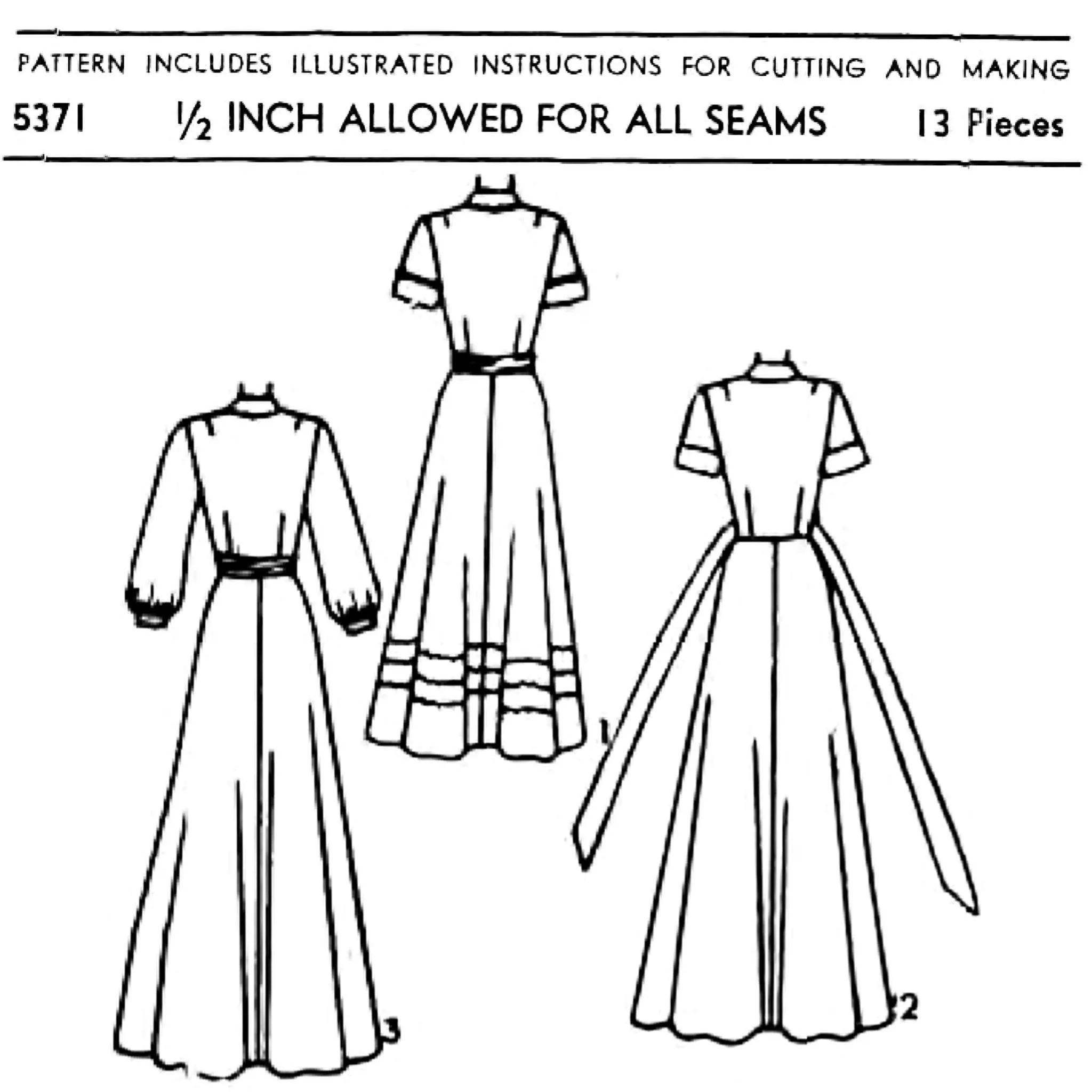 PDF - Vintage 1950s Pattern, Women's  Dressing Gowns, House Coats -  Bust 30" (76.2cm) - Download