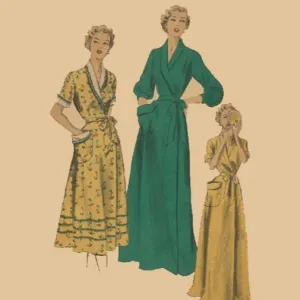 PDF - Vintage 1950s Pattern, Women's  Dressing Gowns, House Coats -  Bust 30" (76.2cm) - Download