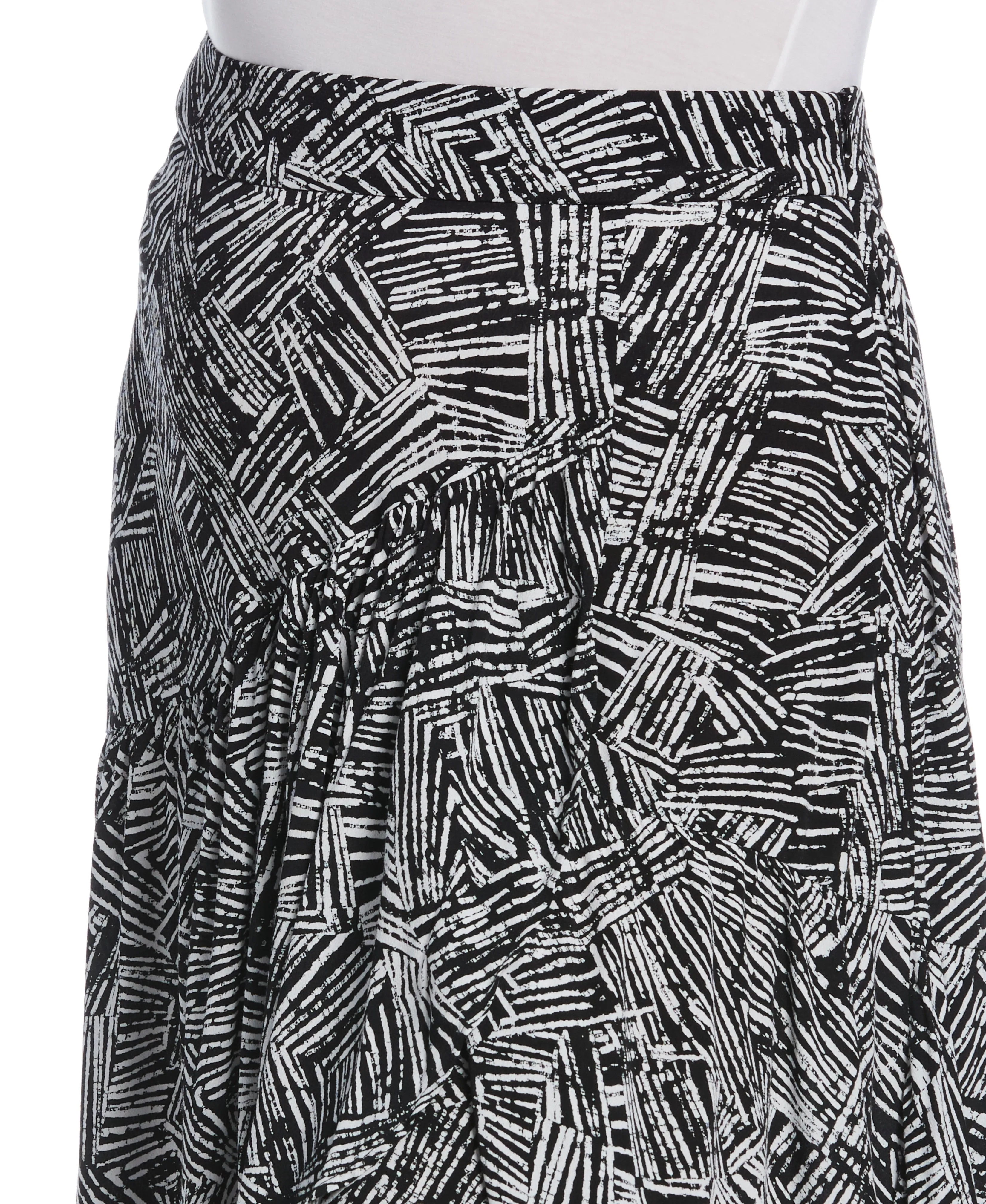 Plus Size Printed Crepe Faux Wrap Skirt