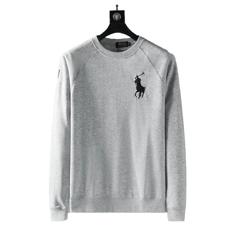 PRL Big Pony Designed Men's Round Neck Cotton Sweatshirt- Ash