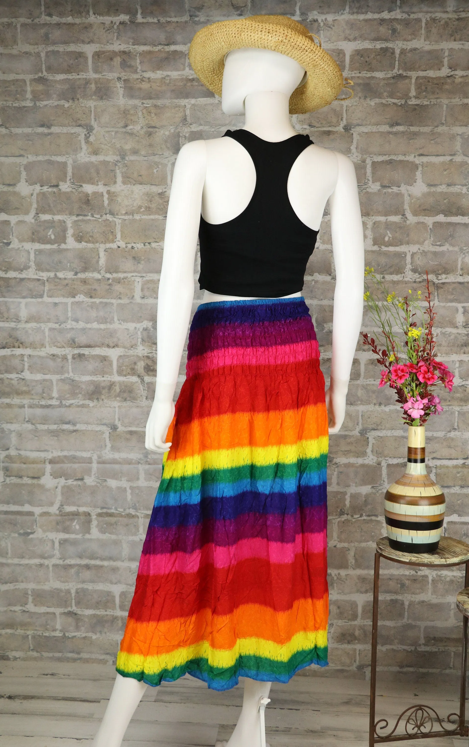 Rainbow Dress Maxi Skirts Boho Hippie Bohemian handmade Wrap Skirt Beach Long Skirt