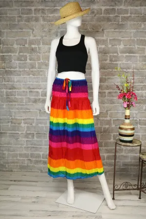 Rainbow Dress Maxi Skirts Boho Hippie Bohemian handmade Wrap Skirt Beach Long Skirt