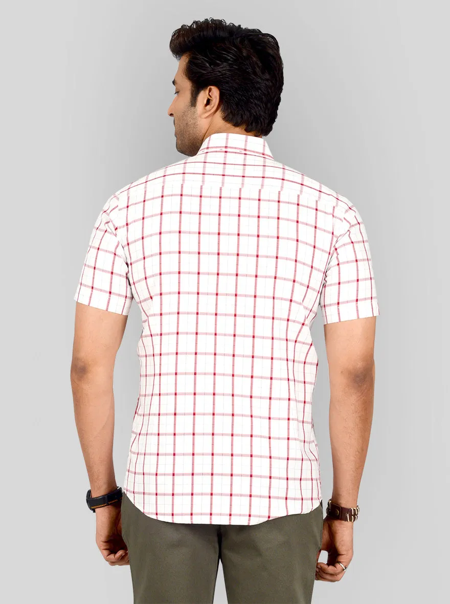 Red & White Checked Tailored Fit Casual Shirt | JadeBlue