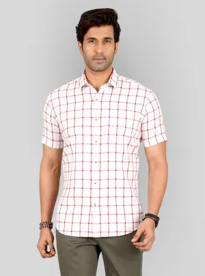 Red & White Checked Tailored Fit Casual Shirt | JadeBlue