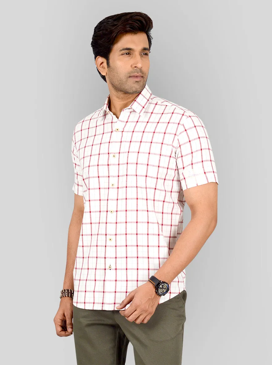 Red & White Checked Tailored Fit Casual Shirt | JadeBlue