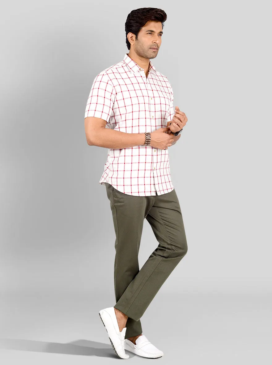 Red & White Checked Tailored Fit Casual Shirt | JadeBlue