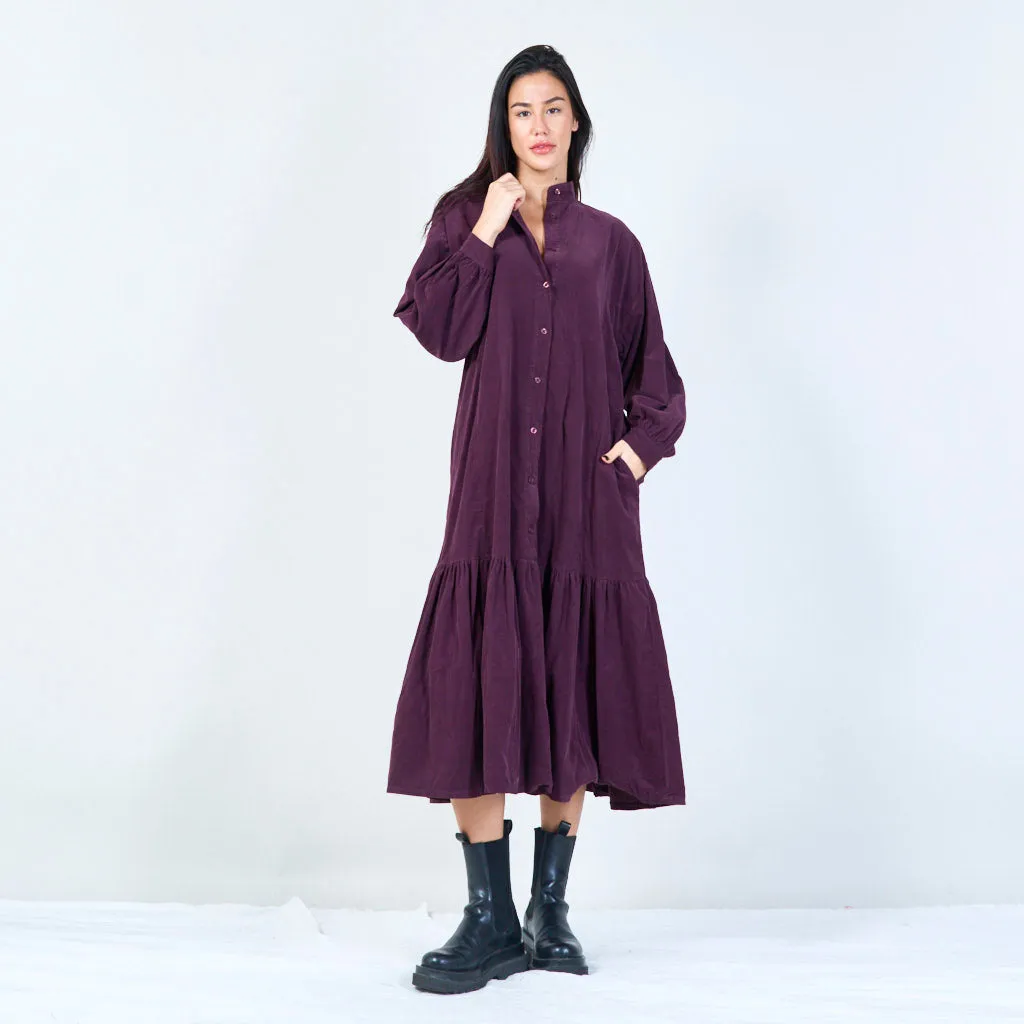 Relaxed tiered shirt dress wholesale