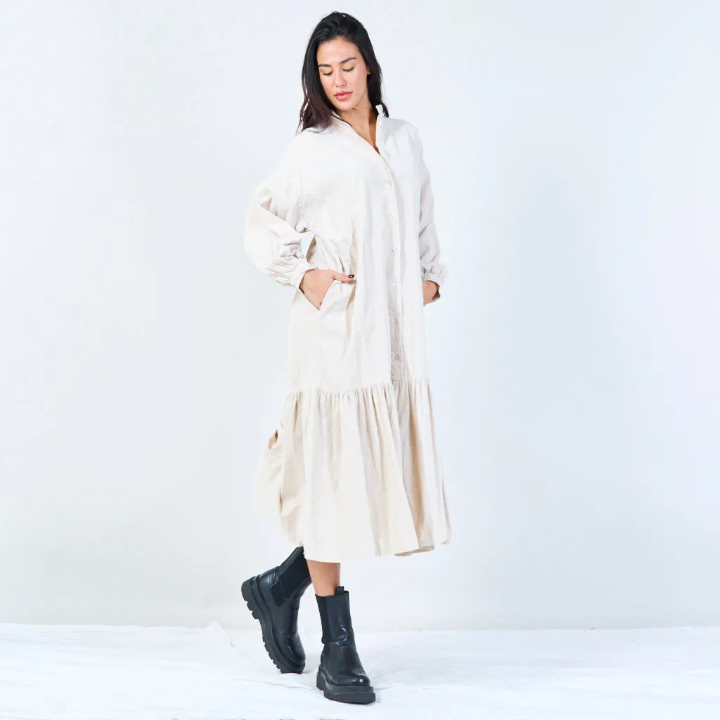 Relaxed tiered shirt dress wholesale