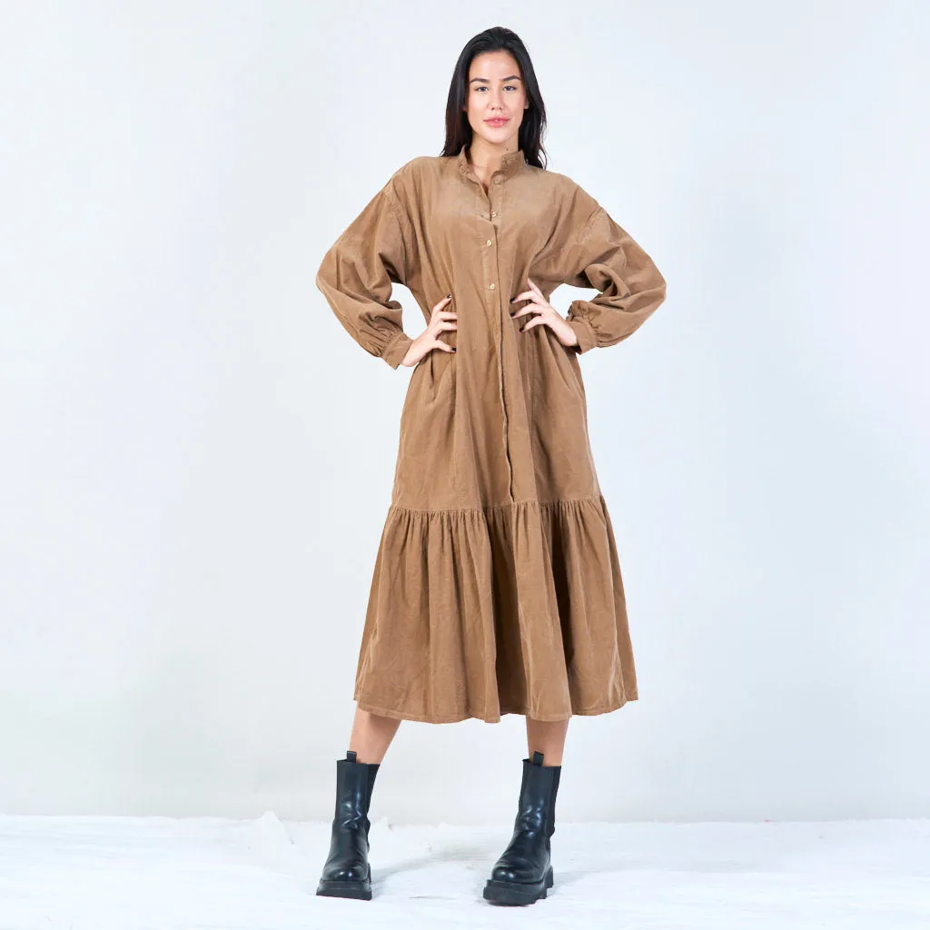 Relaxed tiered shirt dress wholesale