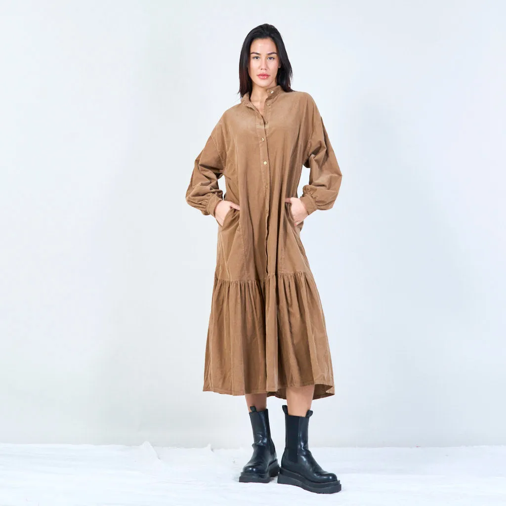 Relaxed tiered shirt dress wholesale