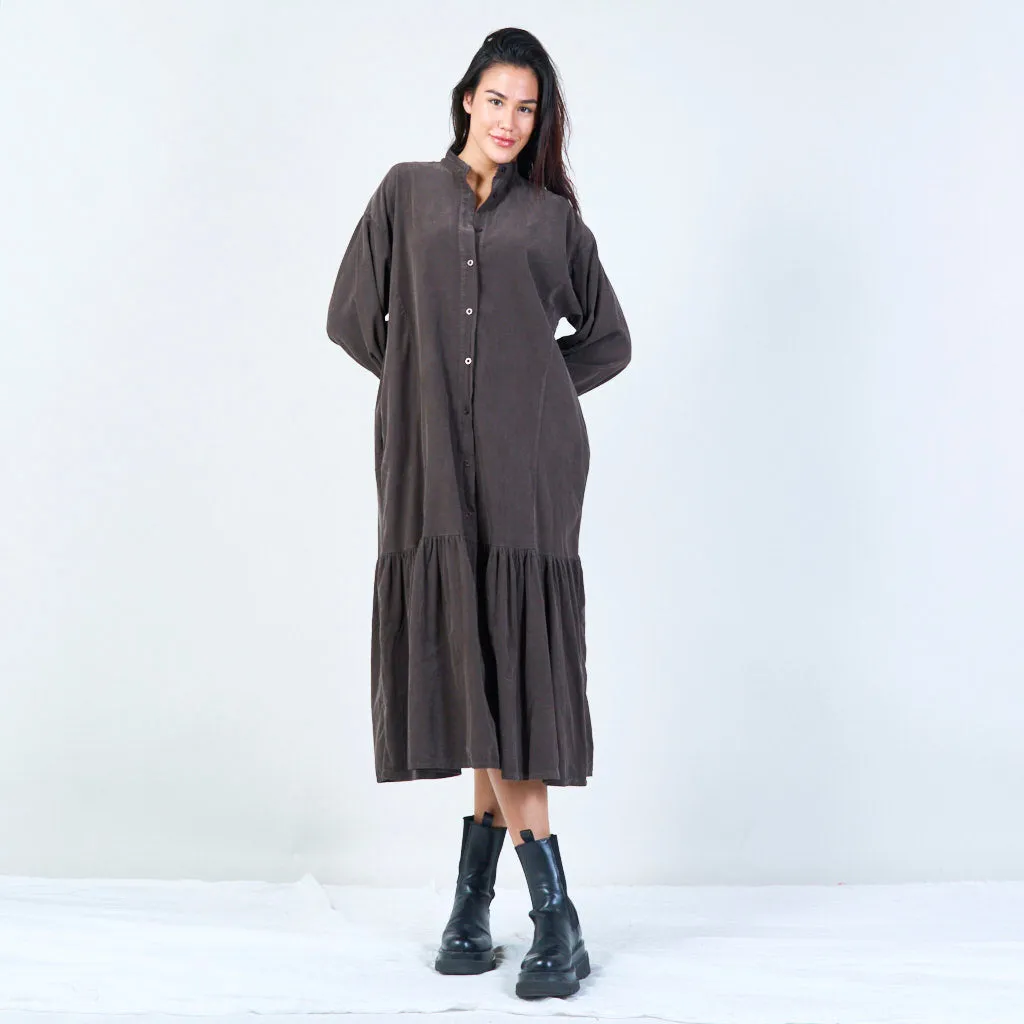 Relaxed tiered shirt dress wholesale