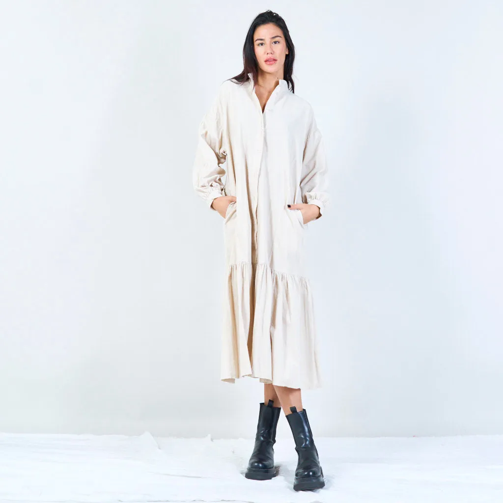 Relaxed tiered shirt dress wholesale