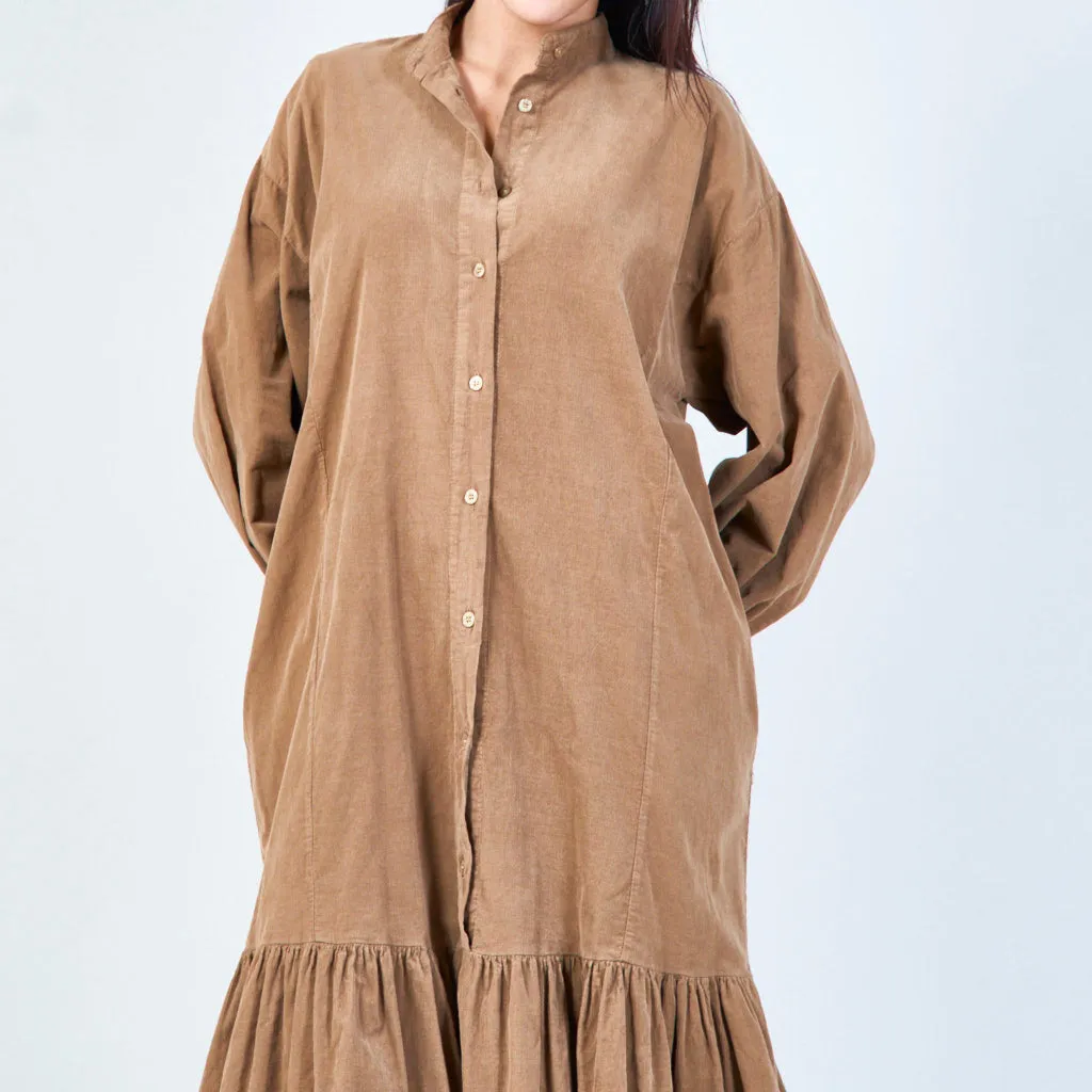 Relaxed tiered shirt dress wholesale