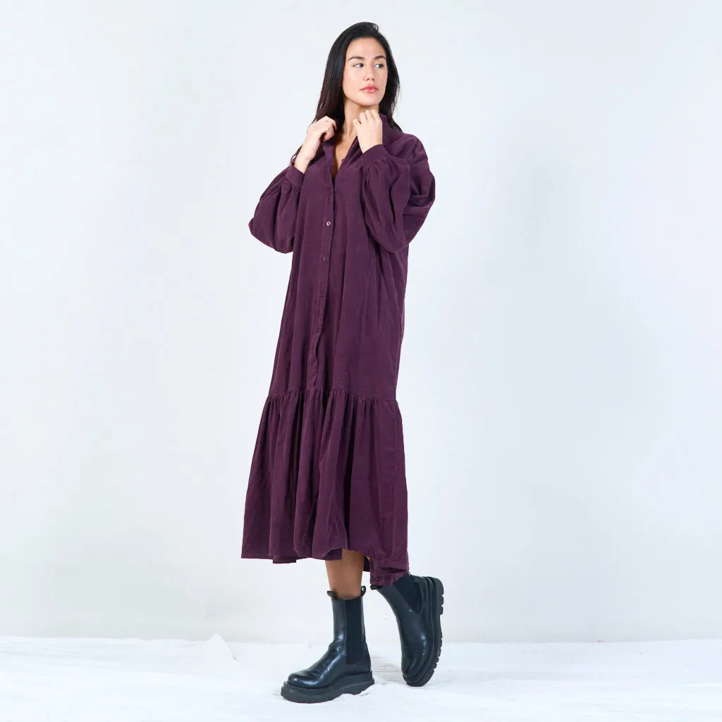 Relaxed tiered shirt dress wholesale