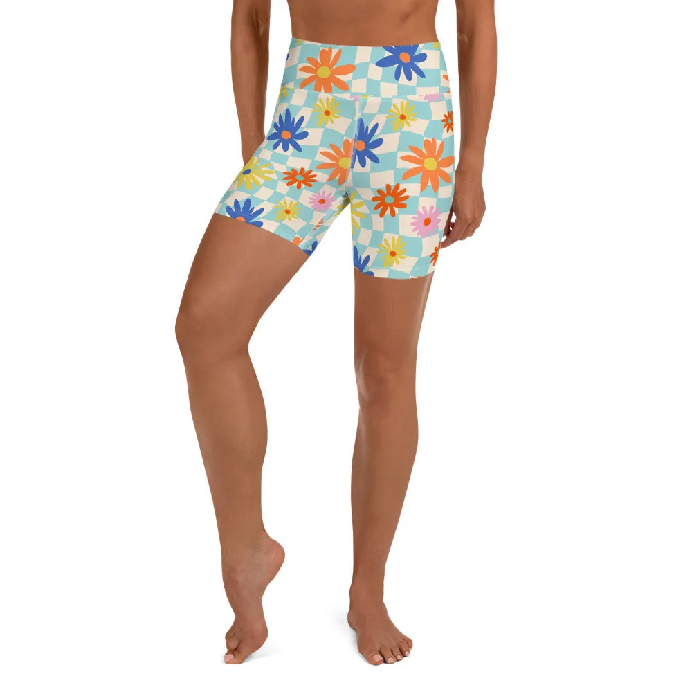 Retro Daisy Yoga Shorts