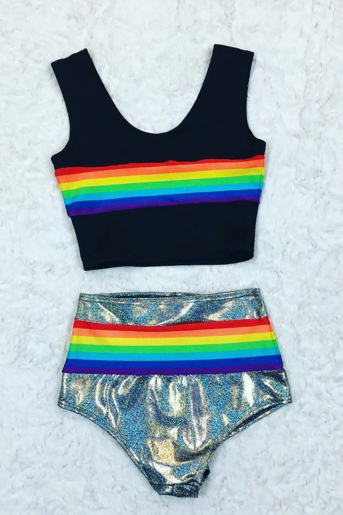 Retro Rainbow Crop Tank & Siren Set