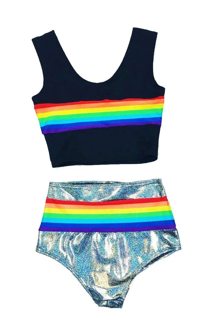 Retro Rainbow Crop Tank & Siren Set