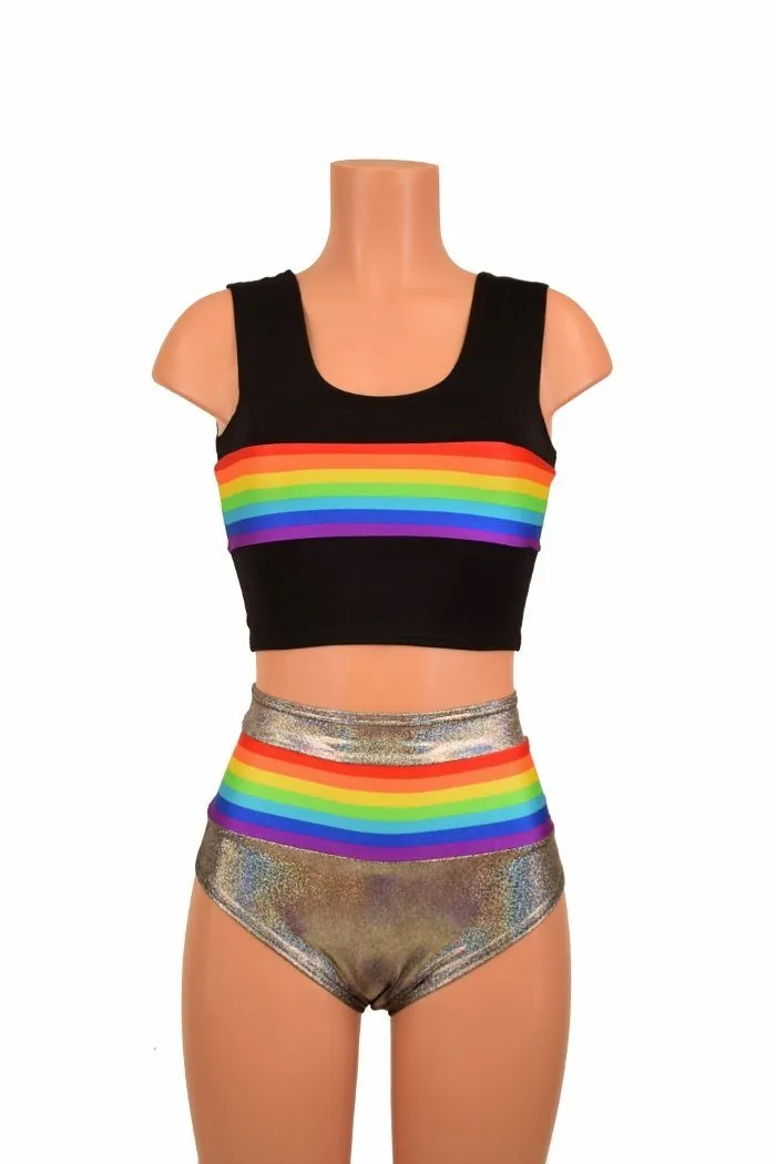 Retro Rainbow Crop Tank & Siren Set