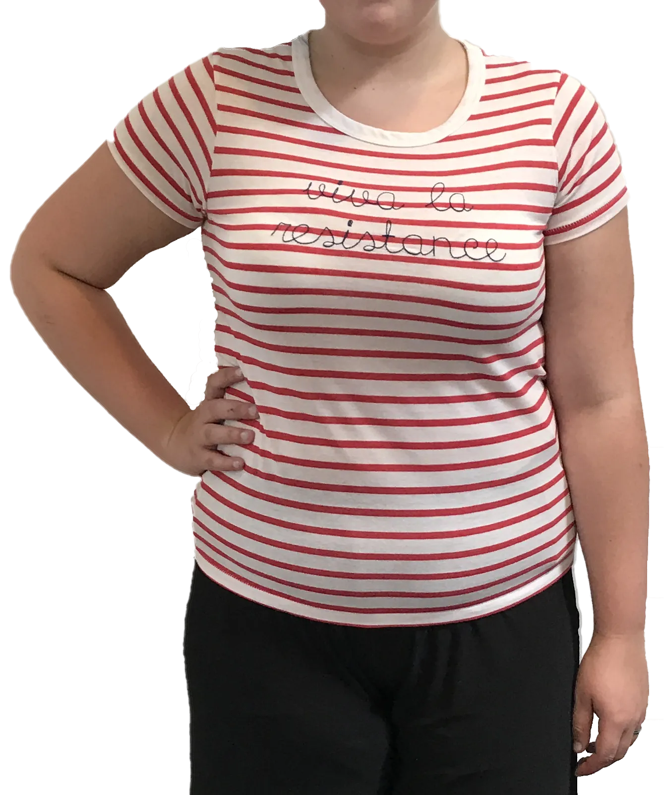 Striped Viva La Resistance Embroidered Women's t-shirts  ***Indigo stripe also AVAILABLE