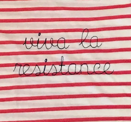 Striped Viva La Resistance Embroidered Women's t-shirts  ***Indigo stripe also AVAILABLE