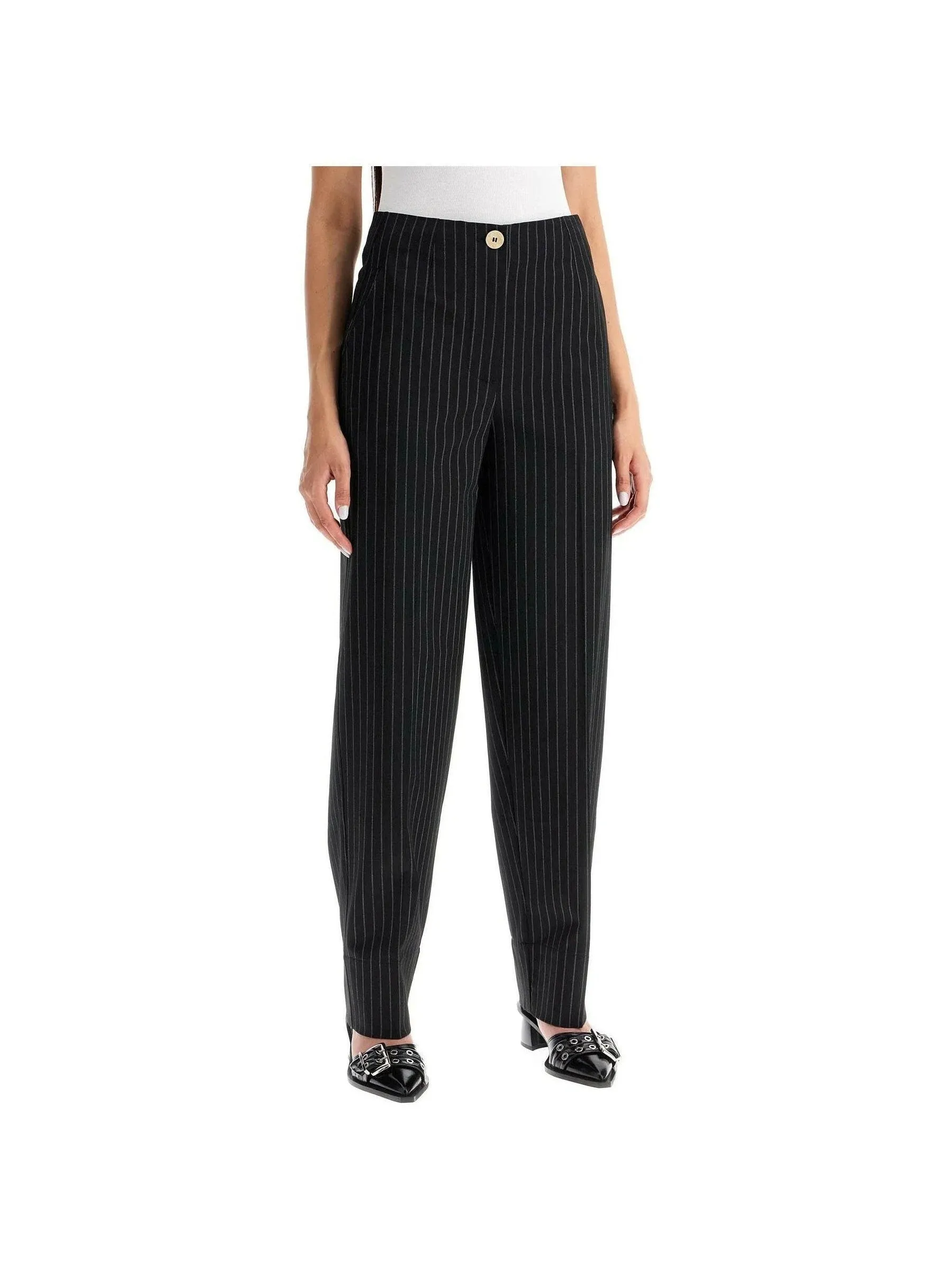 Tapered Pinstripe Trousers