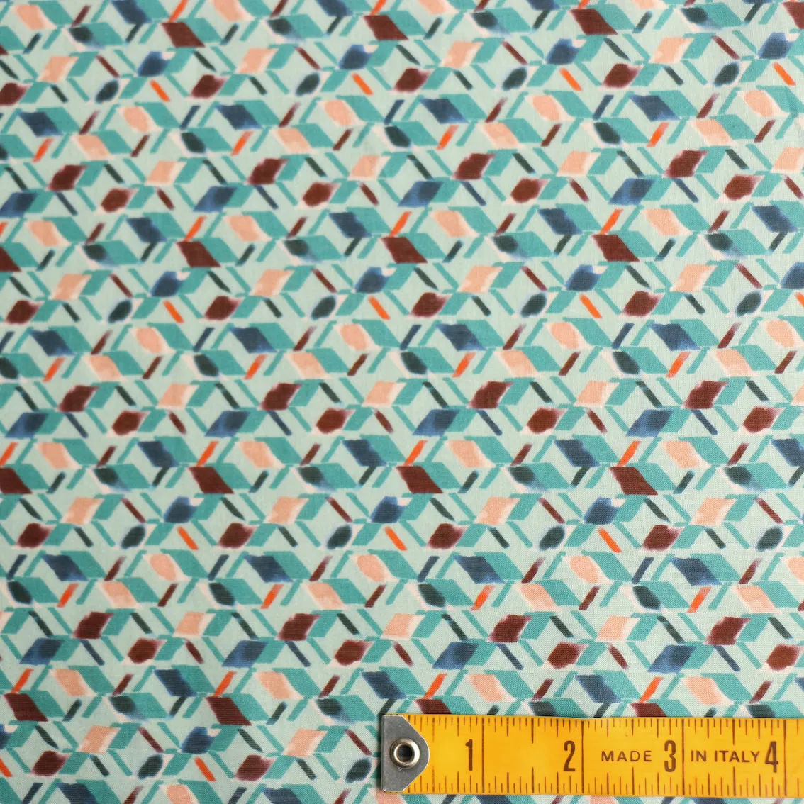 Teal Tiles Cotton Voile