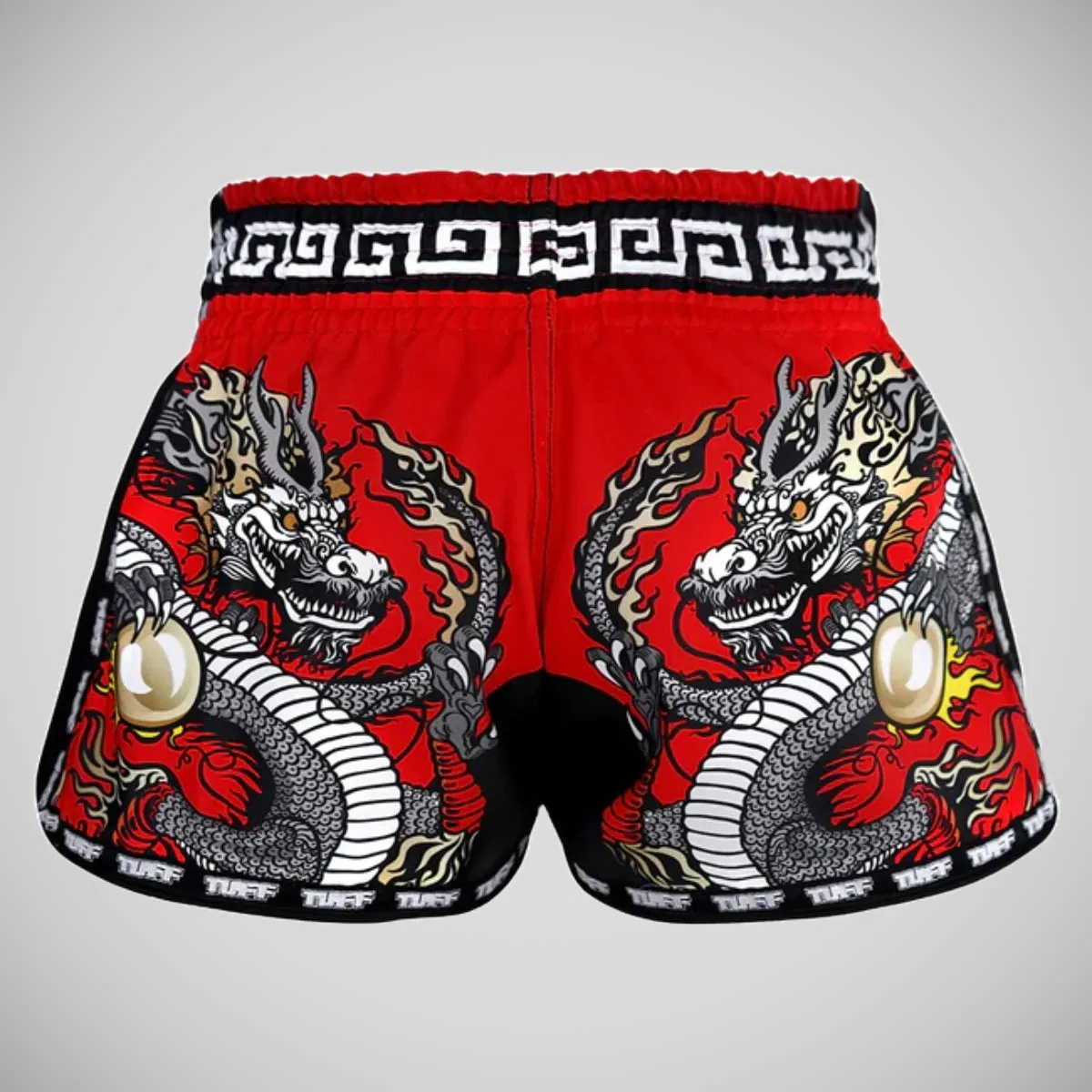 TUFF Sport MRS205 Retro Style Red Chinese Dragon Muay Thai Shorts