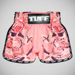 TUFF Sport MRS302 Retro Style Pink Birds with Rosesa Muay Thai Shorts