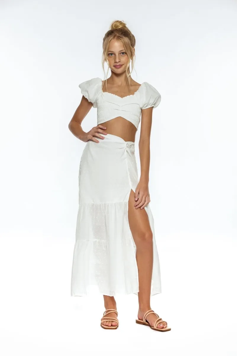 VALENTINA PUFF SHOULDER TOP AND MIDI SKIRT SET