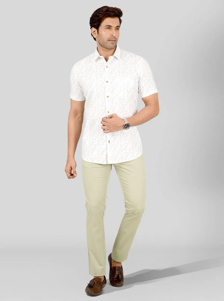 Vanilla White Printed Smart Fit Casual Shirt | Greenfibre