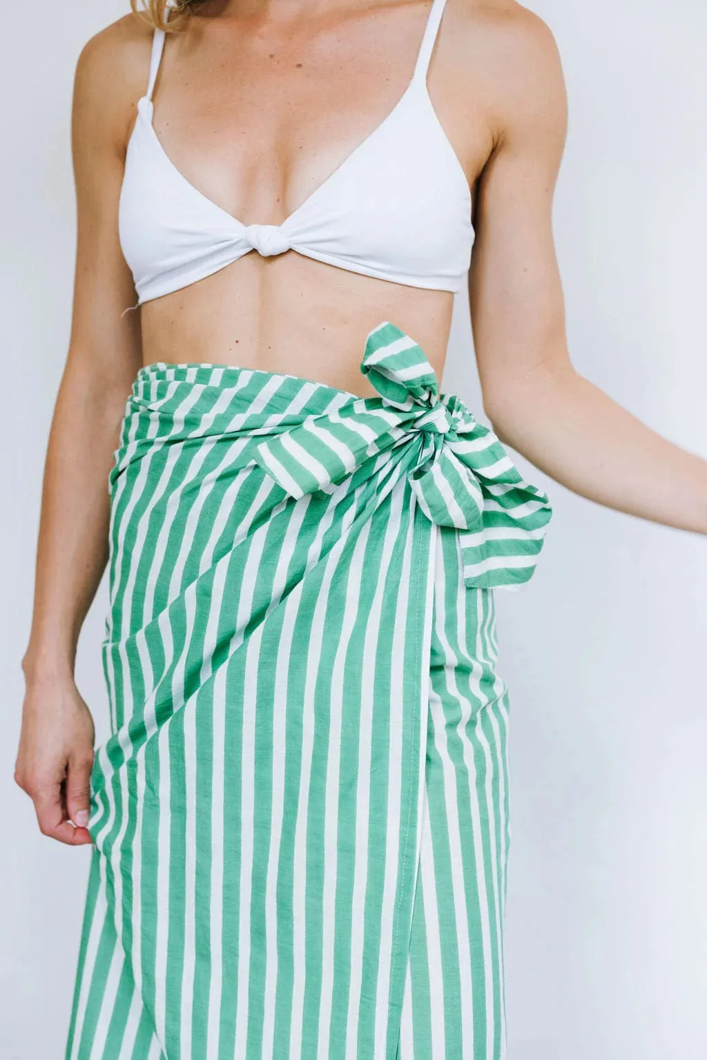 Vienna Sarong - Green and White Stripe