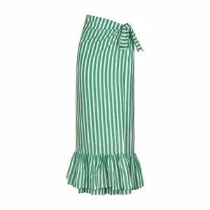 Vienna Sarong - Green and White Stripe