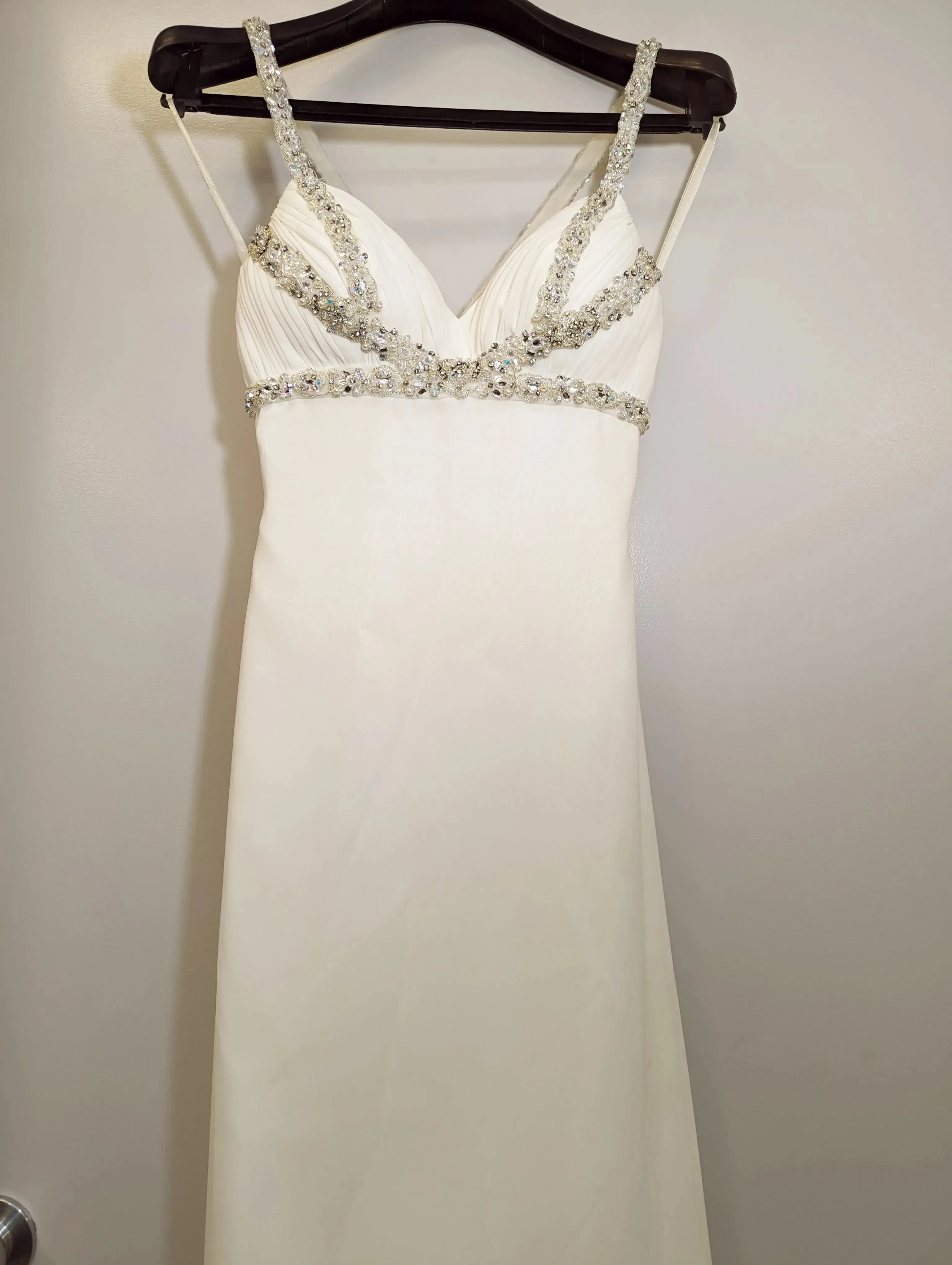 White Madeline Gardner Sequined Wedding Dress, Small (US 4)