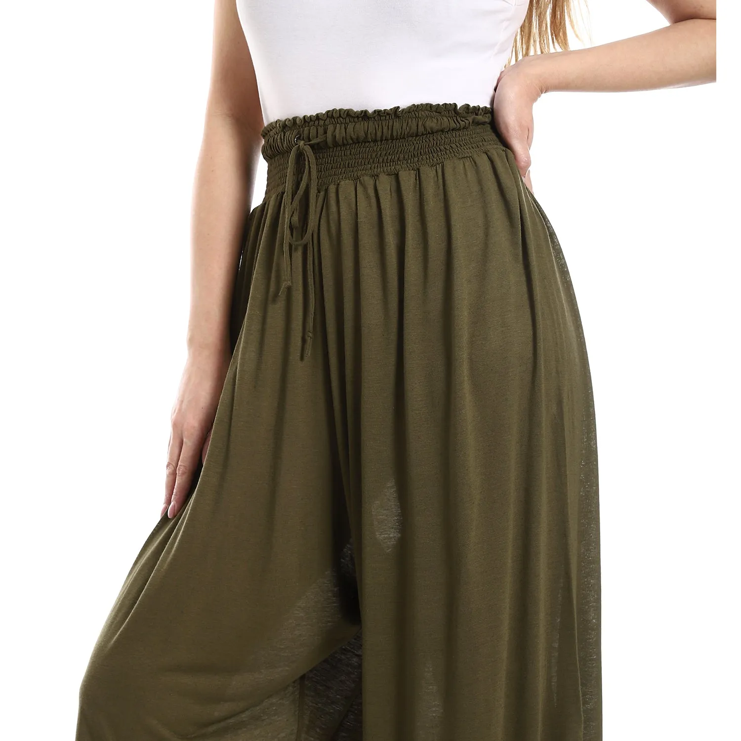 Wide Leg Trousers With Waist Elastic - Merch