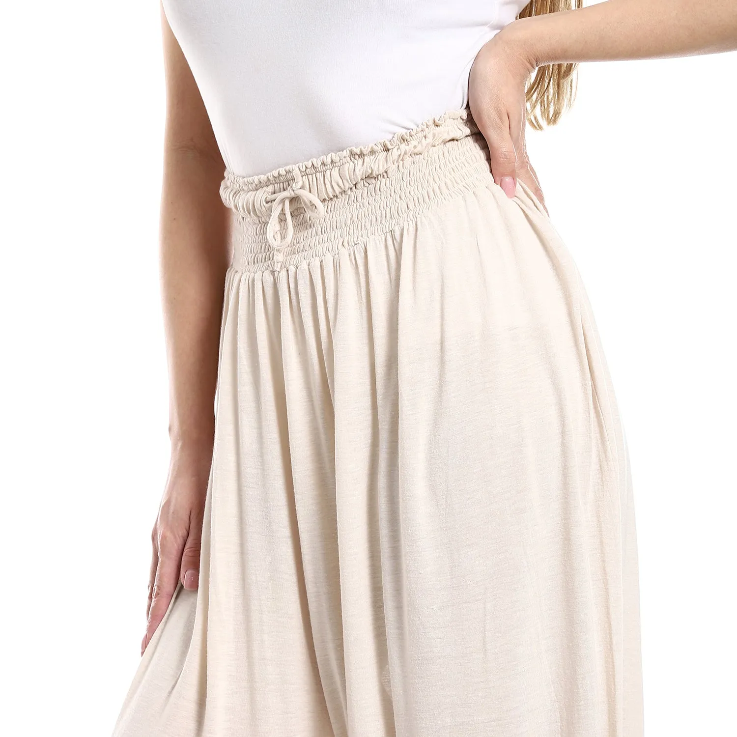 Wide Leg Trousers With Waist Elastic - Merch