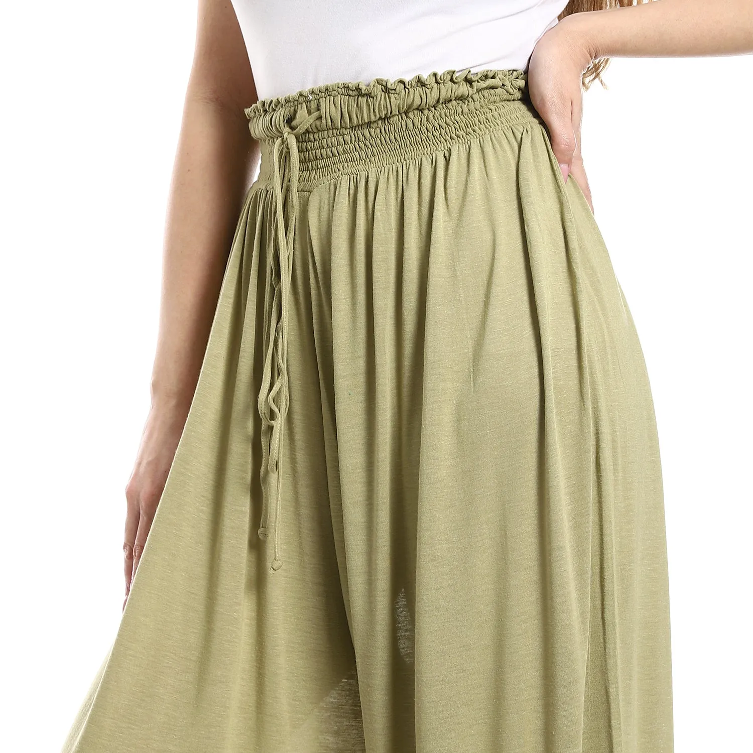 Wide Leg Trousers With Waist Elastic - Merch