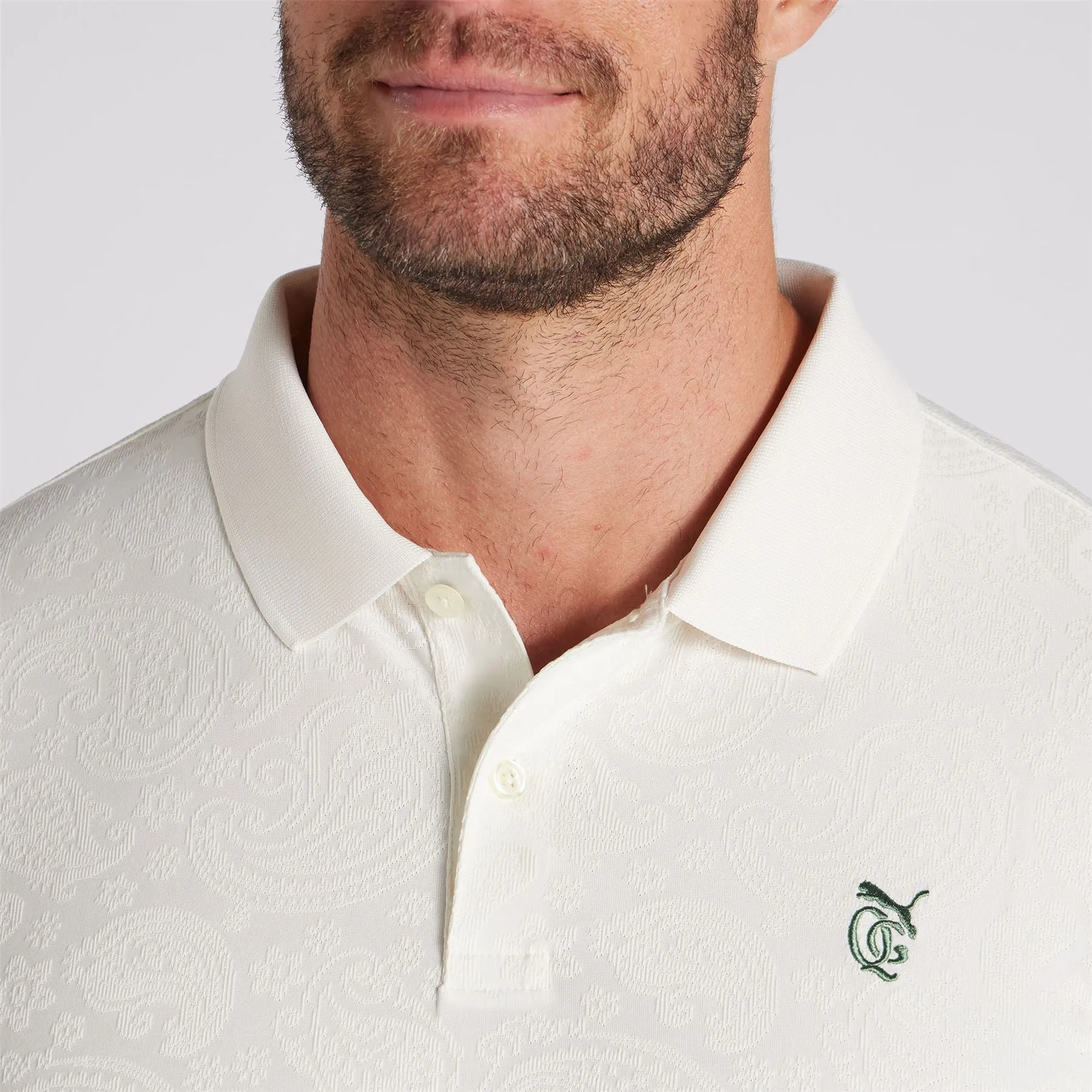 X QGC Jacquard Paisley Polo Warm White - SS24